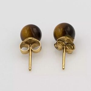 Tiger Eye 14k Gold Studs Earrings